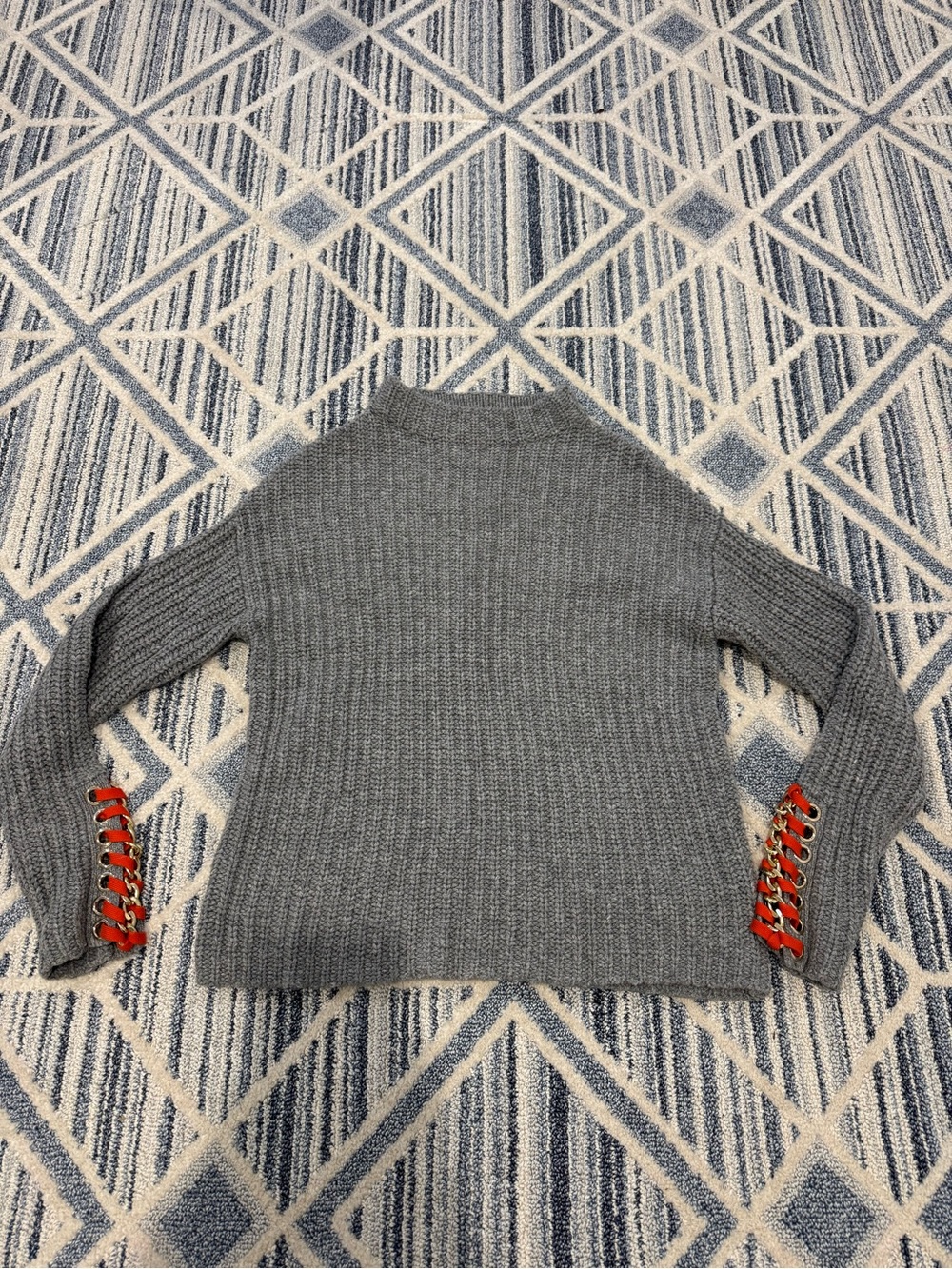 Karen Millen Gray Rib Knit Sweater